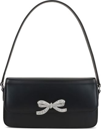Self Portrait Bow-Detail Shoulder Bag - women - Leather - One Size - Black
