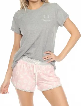 PJ Salvage Live Life Gratefully Short Pajama Set In Pink Dream