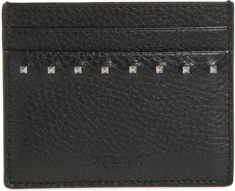 Valentino Garavani Rockstud Leather Card Holder in Black at Nordstrom