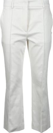 Sportmax Katoen Elastaan Broek - Dames - Wijde Broeken - Wit - XS - Katoen - Broeken