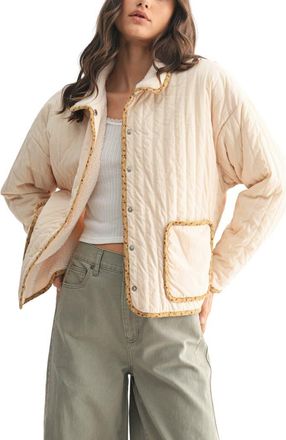 Wishlist Floral Faux Shearling Jacket in Cream/Taupe at Nordstrom Rack, Size Medium