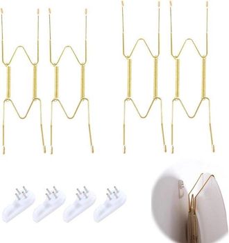 No Brand Ganchos Invisibles Para Tableros - 4 Piezas - Xl - 22,4 Cm - Dorado - Soporte De Pared Para Decoraci&oacute;n - Para Colgar Tableros Decorativos Y Obras De A