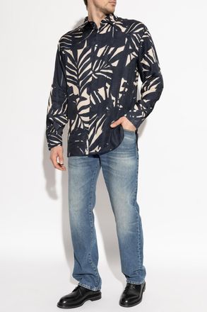 Emporio Armani Printed Shirt, Mens, Navy Blue