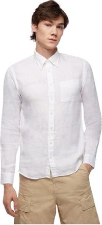 Brooks Brothers Slim Fit Iers Linnen Sportoverhemd - Heren - Casual Overhemden - Wit - L - Linnen - Overhemden