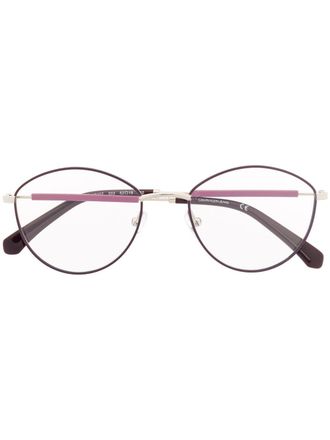 Calvin Klein Jeans round glasses - women - Acetate/Metal - 52 - Purple