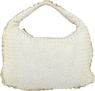 Bottega Veneta Veneta Hobo Perforated Intrecciato Nappa White Leather Handbag (Pre-Owned)