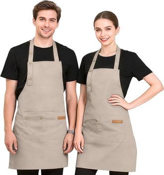 No Brand Delantales De Cocina - Juego De 2 - 76 X 67 Cm - Para El Hogar Y La Hosteler&iacute;a - Transpirables Y Resistentes Al Aceite - Con Bolsillos - Lavables A M&aacute;
