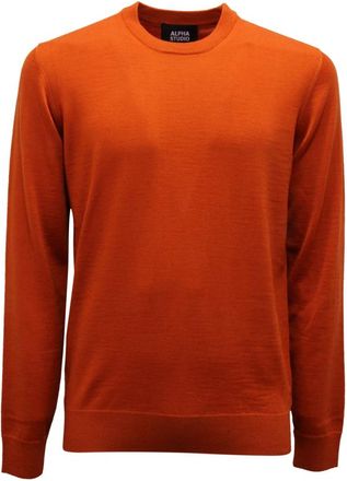 Alpha Studio Wollen Trui Tamarindo Merinos Slim Basic - Heren - Ronde hals truien - Oranje - L - Wol - Truien & Vesten