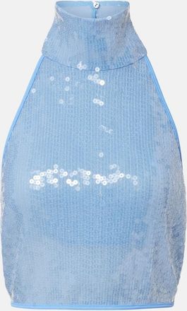 Os&eacute;ree Os&eacute;ree Sequined halterneck crop top