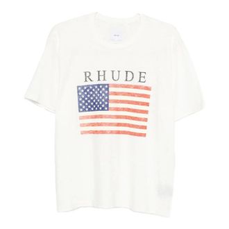 Rhude T-Shirts, male, White, Size: XL Graphic Print T-Shirt