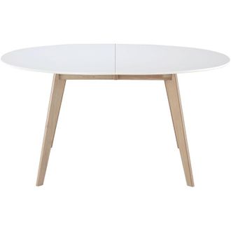 Miliboo Tavolo allungabile ovale bianco e legno chiaro L150-200 LEENA