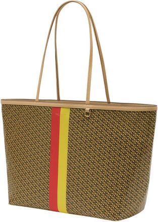 Tory Burch Womens The Racer Tote Beige Cotton
