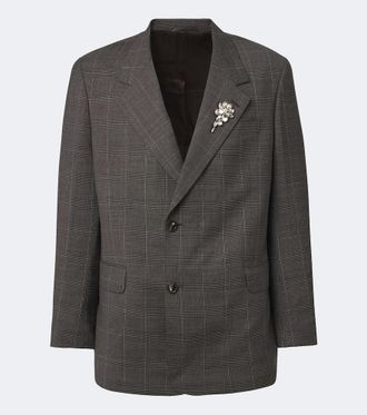 Simone Rocha Checked embellished wool blazer
