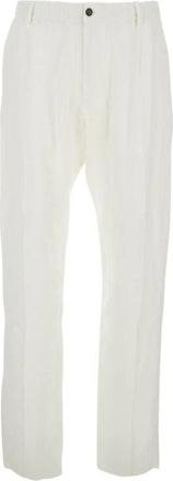 Emporio Armani Rechte broek - Heren - Straight fit broeken - Wit - L - Linnen - Broeken