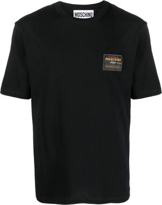 Moschino logo-appliqu&eacute; T-shirt - men - Organic Cotton - 46 - Black