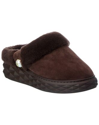 Jimmy Choo London Diamond Maxi/F Suede & Shearling Mule