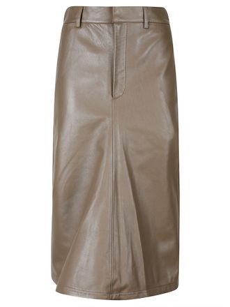 Victoria Beckham Kick Detail Glossy Leather Skirt