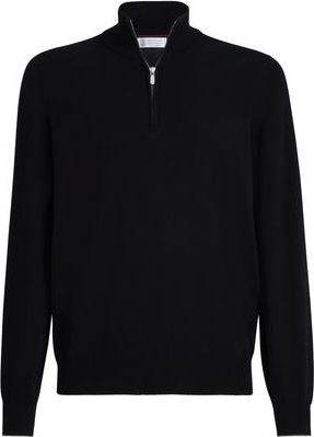 Brunello Cucinelli Cashmere sweater with half zip in Black at Nordstrom, Size 46 It