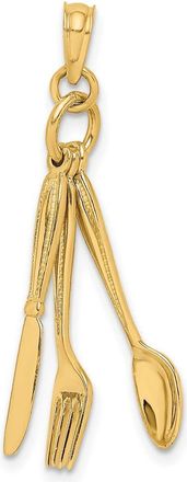 Diamond2Deal 10k Yellow Gold 3-D Moveable Knife, Fork, Spoon Charm