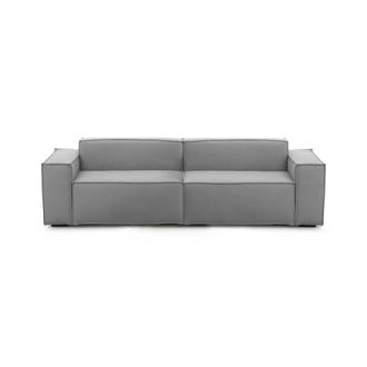 Dmora Sof&aacute; Fijo Dmelucc, Sof&aacute; Modular Lineal De 3 Plazas, 100% Made In Italy, Sof&aacute; De Sal&oacute;n Moderno En Tela., Cm 260x95h70, Gris - Dmora