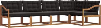 vidaXL Conjunto De Sof&aacute;s De Exterior 5 Uds. Natural Y Negro Vidaxl