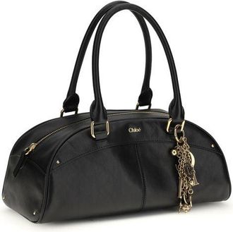 Chlo&eacute; Womens Bowling Handbag Shoulder Black Calf Leather Bos