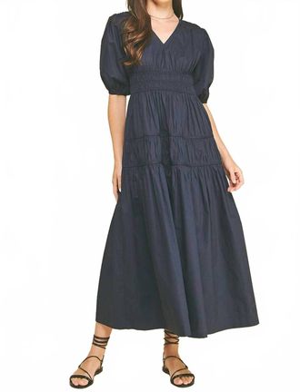 Pinch Design Smocking Detail Maxi Dress In Ink