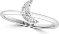 Effy Sterling Silver Pav&eacute; Diamond Crescent Moon Ring in Silver/Diamond at Nordstrom Rack, Size 7