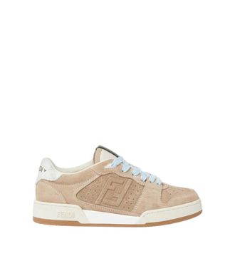 Fendi Beige Perforated Logo Sneakers