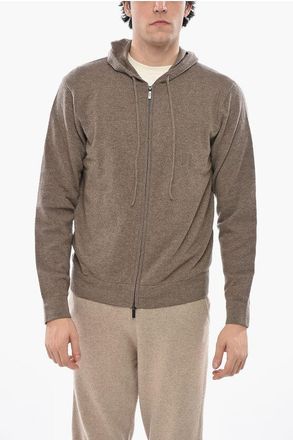 Corneliani CC COLLECTION Cashmere Blend Full Zip Sweater with Hood size 50