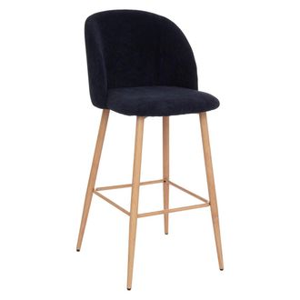 Atmosphera Atmosphera - Silla De Bar Celeste - Pana - Patas De Metal Con Aspecto De Roble - Azul Tinta Cr&eacute;ateur DInt&eacute;rieur