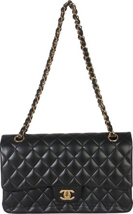 Chanel Black Quilted Leather Medium Classic Double Flap Handbag (Authentic Pre-Loved)