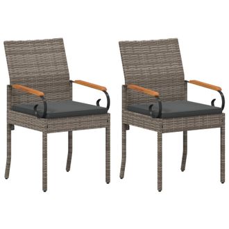 vidaXL Sillas De Jard&iacute;n 2 Pcs Gris Y Gris Oscuro Polirat&aacute;n Y Acacia Vidaxl