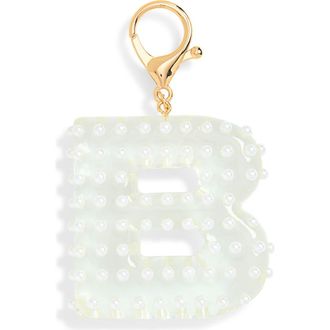 Leith Faux Pearl Initial Bag Charm in B- Clear- White- Gold at Nordstrom Rack