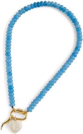 Madewell Semiprecious Beaded Carabiner Charm Necklace in Soft Blue at Nordstrom