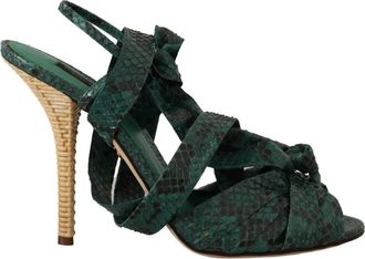 Dolce & Gabbana High Heel Sandalen - Dames - Sandalen met hakken - Groen - 40 EU - Leer - Schoenen