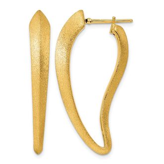 Diamond2Deal 14K Yellow Gold Satin Tapered Knife Edge Hoop Earrings