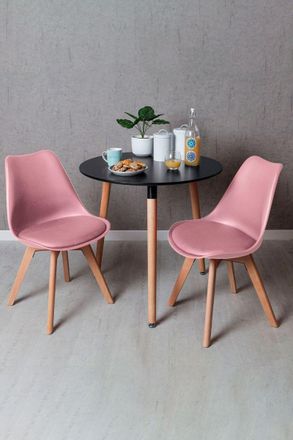 Regalos Miguel Regalos Miguel - Black Friday - Conjunto Mesa Tower Redonda 80 Cm Negra Y Pack 2 Sillas Synk Basic - Rosa