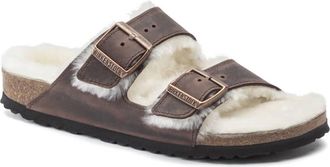 Birkenstock Womens Arizona Shearling Sandal In Habana