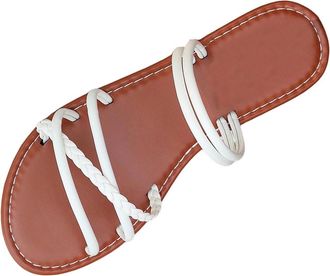 Generic Ladies Flat Sandals Casual Stylish Beach Slippers Open Toe Solid Color Classic Non-Slip Lightweight Comfortable Slip On Slippers Summer Leisure