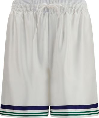 Casablanca Mens Shorts Hotel Crest Multicolour Silk Bermuda
