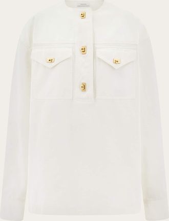 Ferragamo Women Washed gabardine shirt White