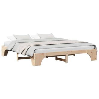 Berkfield Home Modern Bed Frame Natural Solid Pine wood 180 x 200 cm Simple