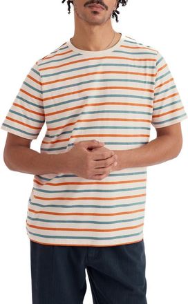 Seasalt Cornwall Seven Seas Sailor Striped Organic Cotton T-shirt in Duet Breton Ecru Tangerine at Nordstrom, Size Small