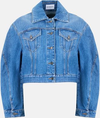 Givenchy Boxy-Jeansjacke mit abgerundeten &Auml;rmeln Medium Blue
