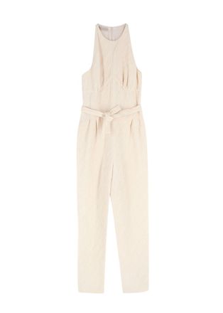 Emilia Wickstead Ivory Jacquard Belted Jumpsuit Size XS