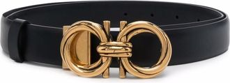 Ferragamo Black Gancini Leather Belt