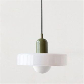 OEM L&aacute;mpara Colgante Colorida De Mediados De Siglo Con Pantalla De Cristal. Iluminaci&oacute;n Colgante Vintage De Hierro Y Cristal Para Dormitorio, Sala De Esta