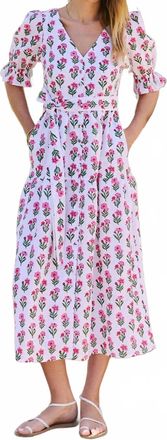 PINK CITY PRINTS Francis Midi Dress In Ruby Bloom