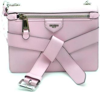 Moschino Stijlvolle Roze Leren Schoudertas - Dames - Schoudertassen - Roze - ONE Size - Leer - Tassen